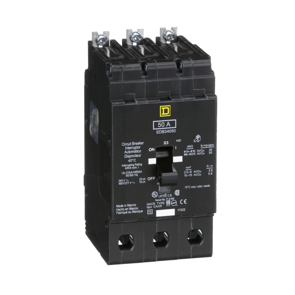 BREAKER EDB 50A 3P 18KA@480V 25KA@240V 14-2/0AWG EDB34050