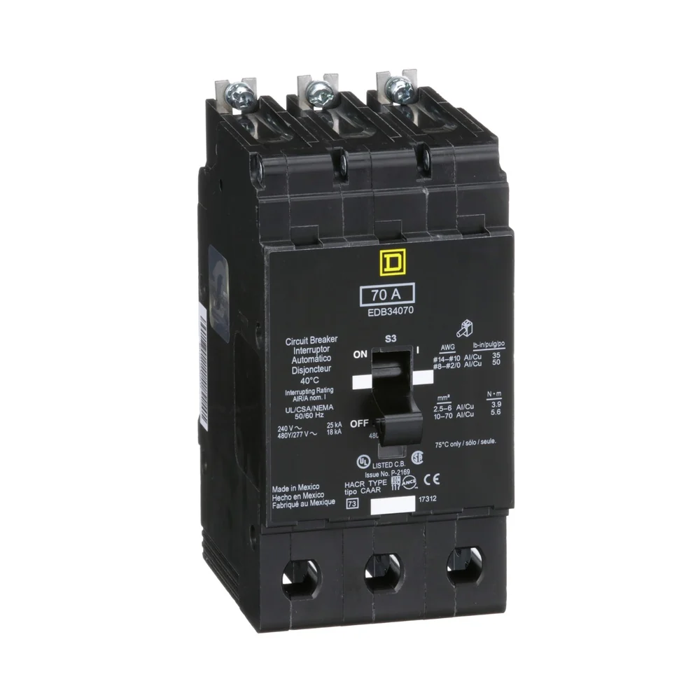 BREAKER EDB 70A 3P 18KA@480V 25KA@240V 14-2/0AWG EDB34070