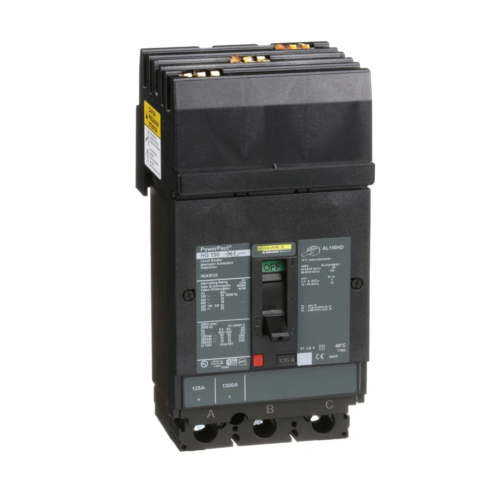BKR IL HGA 125A 3P 35KA@480V 65KA@240V 4.5" 14-3/0AWG HGA36125