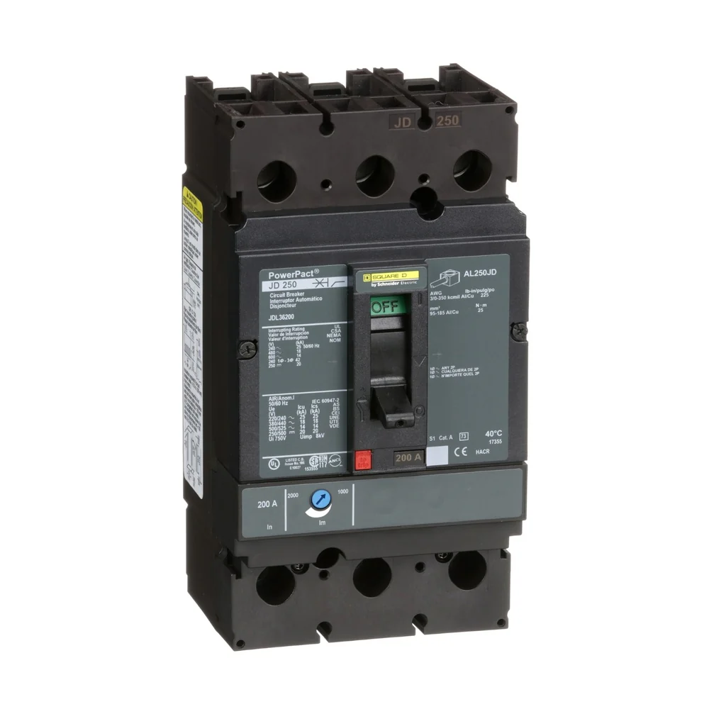 BREAKER JDL 200A 3P 18KA@480V 25KA@240V 3/0-350MCM JDL36200