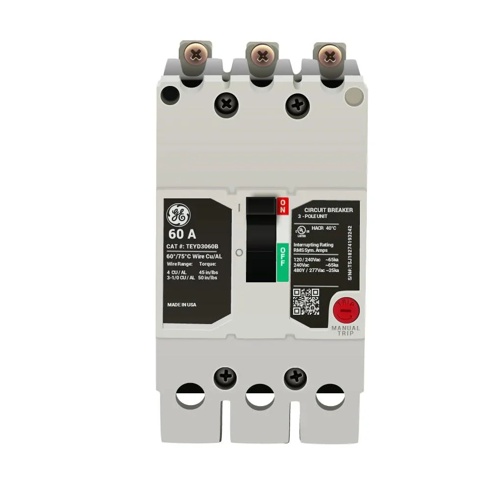 BREAKER ATORN. 60 AMP 3P 480V 25KA G.E. TEYD3060B