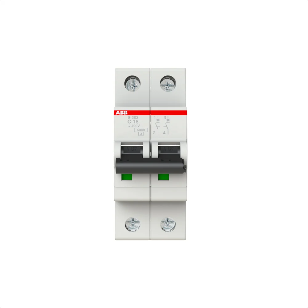 MINIBREAKER ABB (S202-C16) 480V C 6KA 2P 16A AC/DC