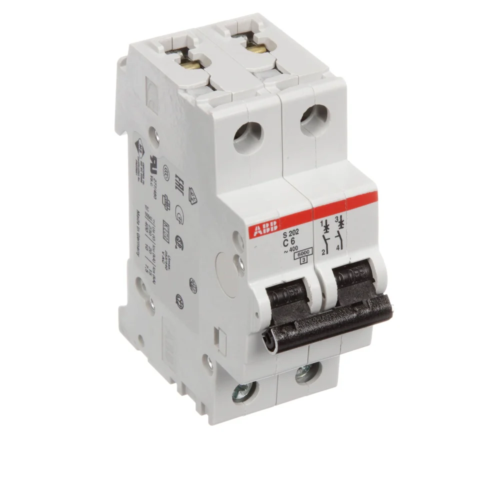 MINIBREAKER ABB (S202-C6) 480V C 6KA 2P 6A AC/DC